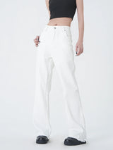 high street micro flare denim pants slim white jeans overall mens fashion casual vibe relaxed solid color washing jeans pants unique jeans style 2019