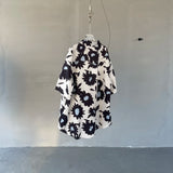 Summer 24SS Vintage Retro Black Flower Direct Print High-Street Casual Beach Style Quality Cold Short Sleeve Shirt