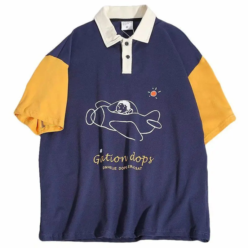 Harajuku Melting smiley – 2024 Summer New Trendy Men And Women Polo Short Sleeved Coup