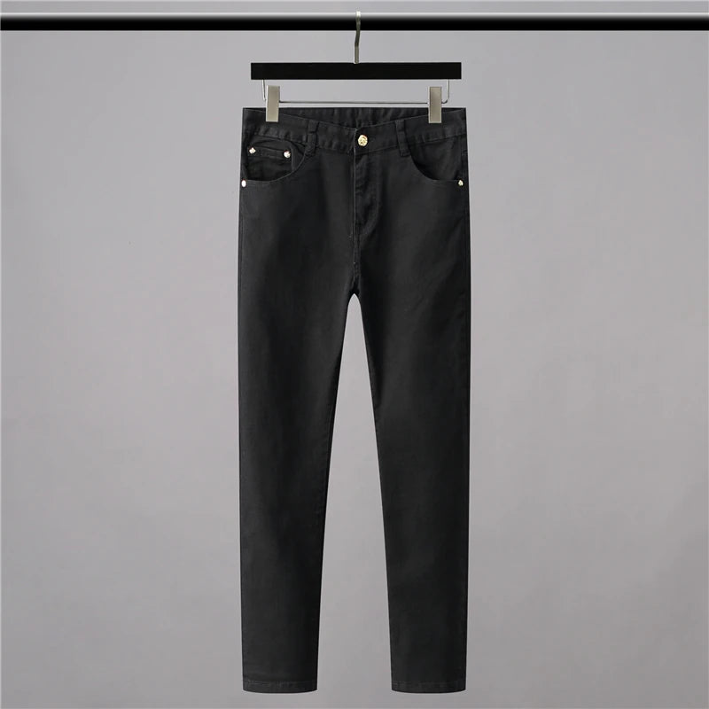 high new 2022 classical vintage morden luxurious embroidered bee crown jeans cotton denim pants comfort casual 28 38 n404 urban skinny jeans