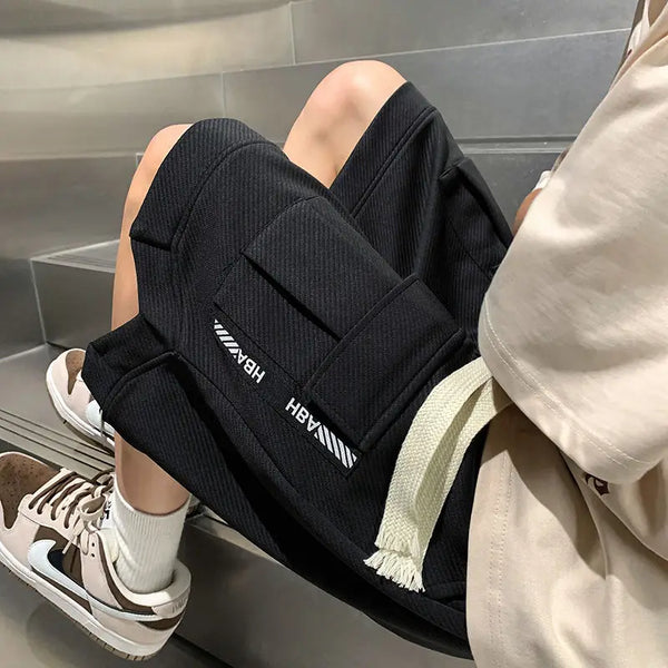 korean style niche casual shorts men summer workwear five point pants design trendy brand loose couple style retro sports pants relaxed fit shorts