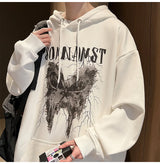New Gothic Butterfly Printed Hooded Sweatshirt For Men Y2K Harajuku Fa