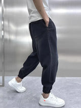 harajuku fashion harem pants mens printed cargo jeans vintage elastic waistband baggy jeans hip hop streetwear men clothing combat utility trousers