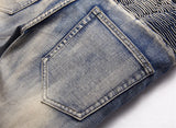 distressed washed pleated denim jean pants new fashion biker jeans streetwear casual slim pants jogger y2k mens skinny joggers unique joggers style 4151