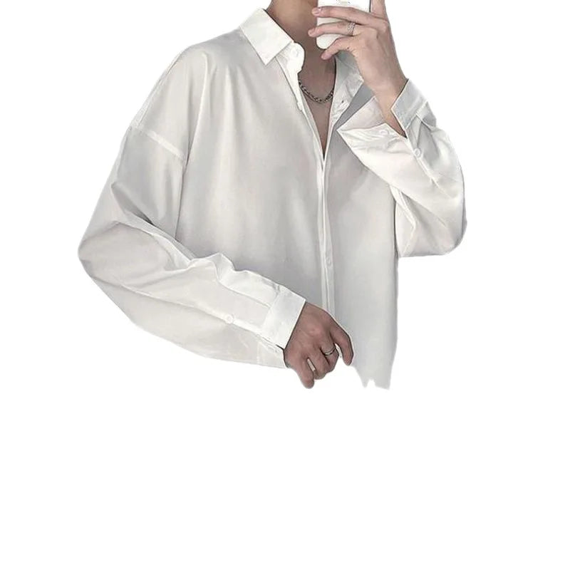 2023 Spring New Light Luxury Fashion Shirt Men Korean Version Long-sleeved Loose Casual Men Clothing Boutique Clothing