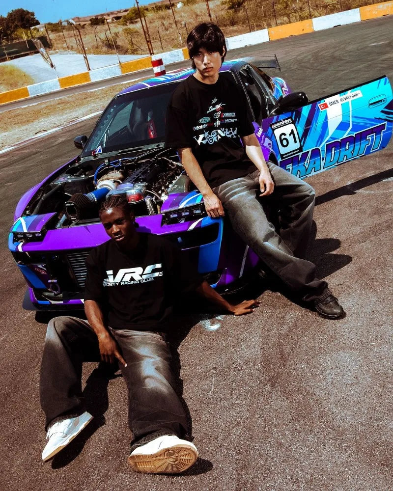 Trapwear Graphic tee – European And American New Racing Letter Printed Oversized Sh