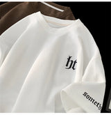 Glitchcore Aesthetic drop – 2024 Summer Letter Embroidered Waffle T Shirt Mens Y2K Vinta