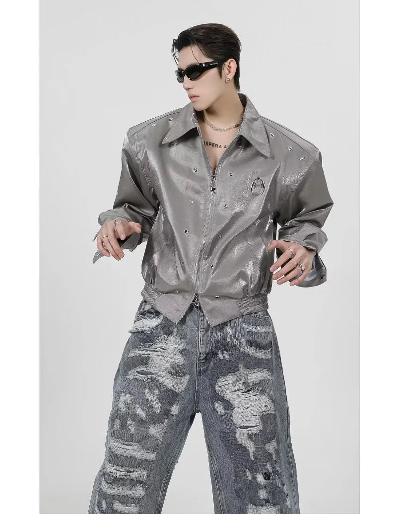 grunge street bomber, modern fit for men, oversized fit