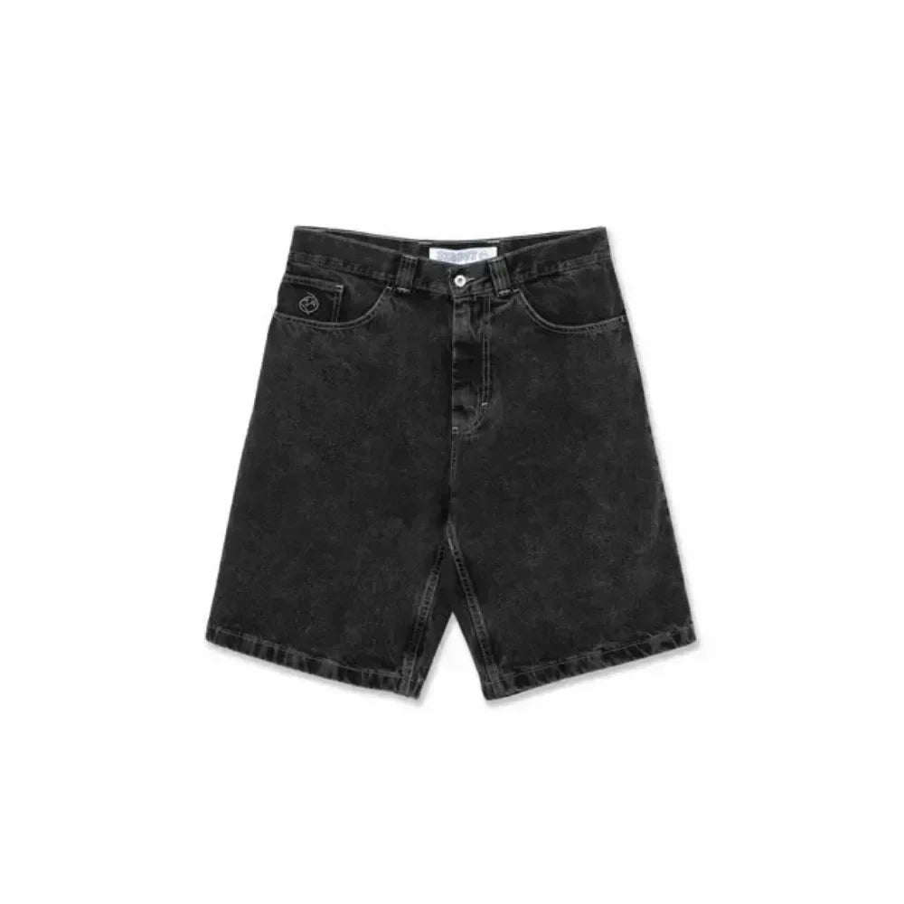 retro deep blue polar big boy baggy jeans mens women gothic wide leg trouser y2k hip hop cartoon embroidery streetwear jeans unique jeans style 4023