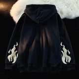 Hoodies Women Retro Harajuku Hip Hop Jacket High Street Zip Up Hoodie