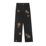 black baggy jeans men star patchwork straight denim pants fashion jeans male streetwear hip hop y2k loose trousers unique jeans style 826