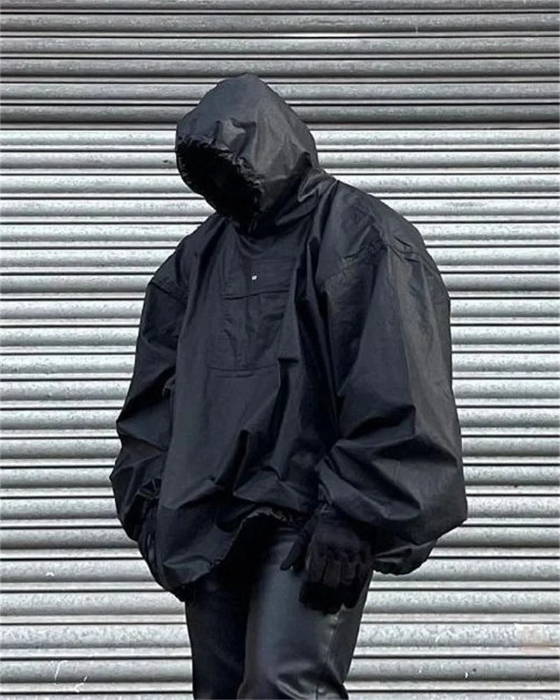 Harajuku melting smiley featuring autumn kanye high street coated fabric waterproof extra loose mens and womens large charge shirts