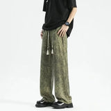 2024 goth tie dye corduroy pants mens autumn baggy wide leg straight casual trousers women drawstring hip hop y2k sweatpants streetwear sweatpants