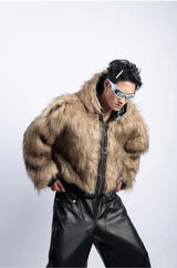 Integrated Fur Leather Men Cotton Jackets Thickened American High Street Motorcycle PU Leather Parkas Winter Couple Punk Outwear