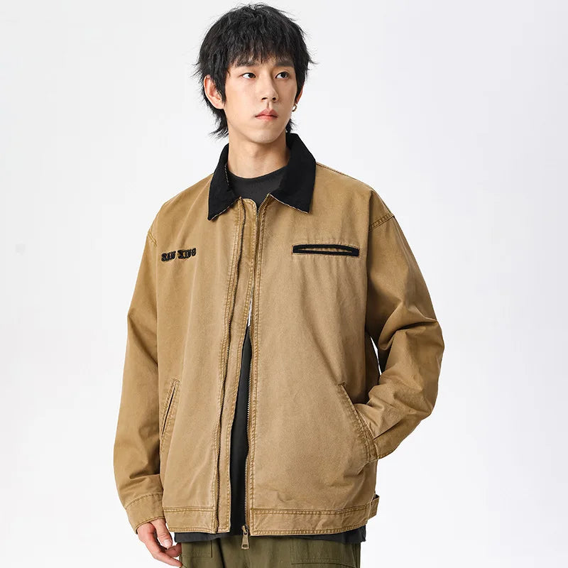 zip-up minimalist jacket, cold-season outfit - trendy urban streetwear fashion for men and women