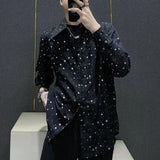 Mens Shirts Night Sky Print Shirts Summer Streetwear Light Breathable Campus Performance Long Sleeve Tops Men'S Clothing 2024