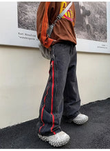 2023 cool design side zipper oversize hip hop men wide jeans pants y2k clothes straight loose punk denim trousers pantalon homme unique jeans style 1784