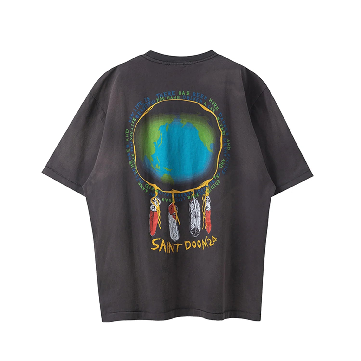 vaporwave vintage t-shirt featuring vintage retro 24ss print high street old school distressed cotton tops t shirt for summer