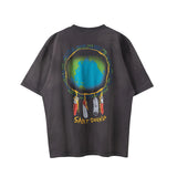 vaporwave vintage t-shirt featuring vintage retro 24ss print high street old school distressed cotton tops t shirt for summer