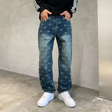 autumn winter new trendy brand jacquard jeans men high street hiphop casual fashion loose denim jeans pants boyfriend trousers unique jeans style 2956