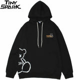 2023 Men Hip Hop Hoodie Sweatshirt Streetwear Bear Letter Print Pullov