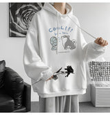 Cool Cartoon Cat Graphic Print Hoodies For Men Y2K Streetwear Clothes