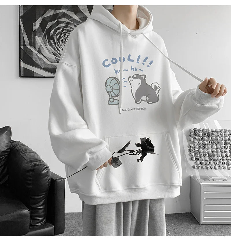 Cool Cartoon Cat Graphic Print Hoodies For Men Y2K Streetwear Clothes