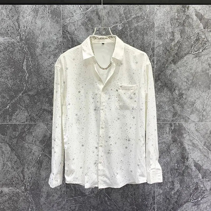 2023 Summer New Fashion Korean Light Luxury Fashion Shirt Men's Loose Long-sleeved Shirt Boutique Clothing Simple Style