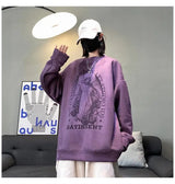 Autumn Korean Personality Street Boys Unisex Round Neck Sweatshirt Trendy American Couple Suede Long-sleeved Shirt Top