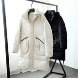 Men Hooded Down Jacket Winter Casual Letter Printed Parkas Streetwear Warm Black Zipper Jackets Harajuku Fashion Duck Down Coats