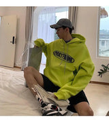 Trendy American Ins Green Hooded Sweatshirt for Men in Autumn 2024 New Trendy Brand Loose Y2K Couple Retro Sports Tops