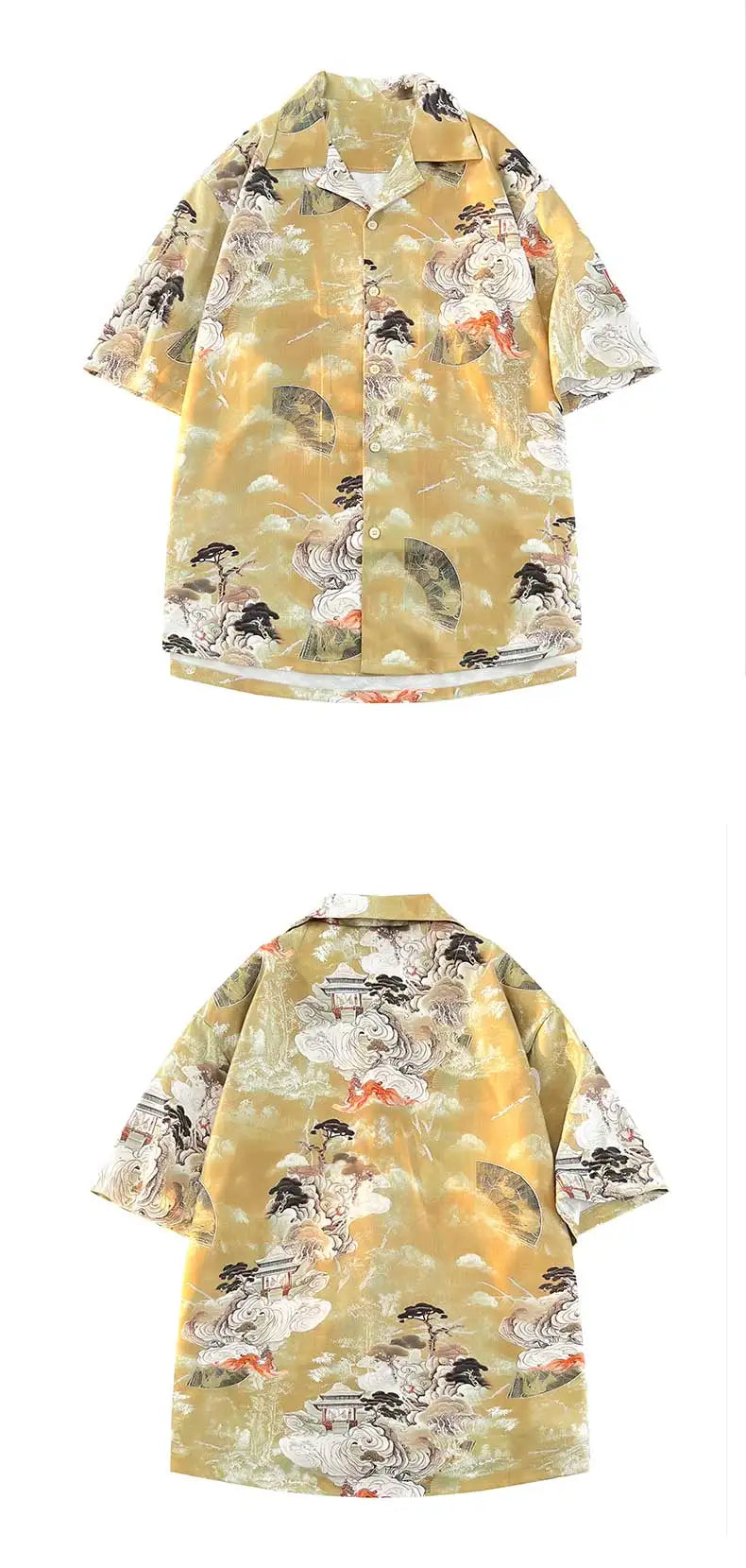Men's Fashion Shirt Short Sleeve Printed Summer Shirts Turn-down Collar Beach Tops
