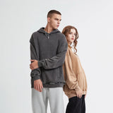 Kanye Vintage Distressed Solid Hooded Hoodie Oversize Washed Wax Dyein