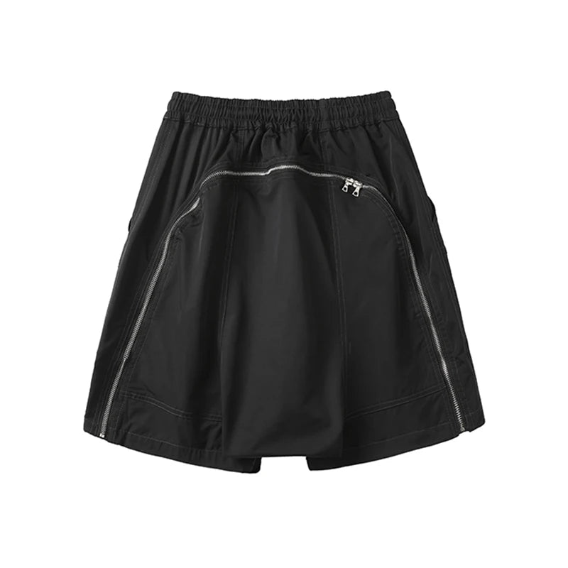 high street zipper pockets vibe style baggy drawstring summer shorts for men straight loose casual knee length pants oversized unique shorts style 4630