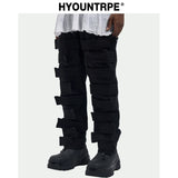 fashion velcros denim jean pants streetwear mens new casual hip hop streetwear tactical straight trousers joggers men y2k pants relaxed fit joggers