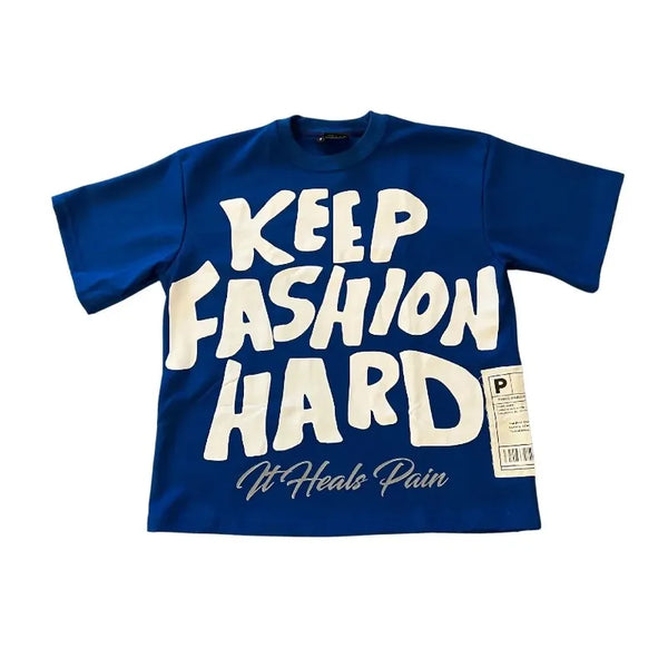 Trapwear Graphic tee – Harajuku Hip Hop Retro Letter Cross Print Oversized Short Sl