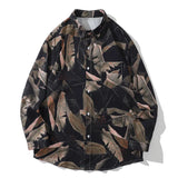 Hip Hop Multi Simulated Leaves Graphic Print Shirts For Men Autumn New