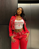 hip hop vintage red true faith embroidered jeans street gothic loose casual denim trousers couples baggy pants y2k clothes stacked flare jeans