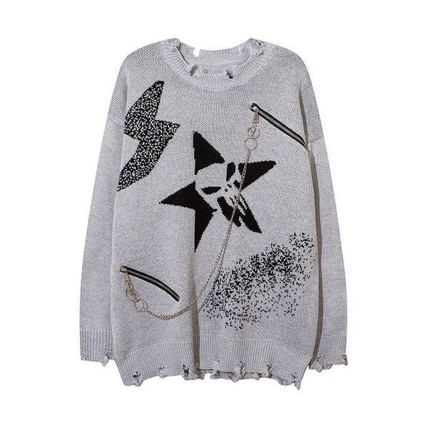 "Black Star" Unisex Men Women Streetwear Graphic Sweater Daulet Apparel