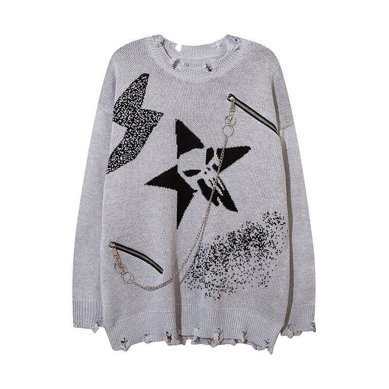 "Black Star" Unisex Men Women Streetwear Graphic Sweater Daulet Apparel