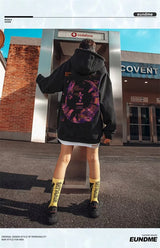 High Street Graffiti Graphic Hoodie Mens Loose Fleece Hoodies Harajuku