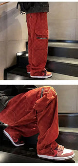 korean street ins overalls men women high street retro personality straight japanese style versatile loose y2k wide leg pants unique default style 3218