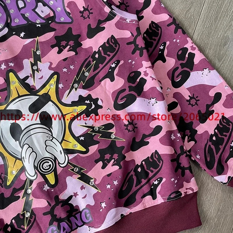 Towel Embroidered Cartoon Camouflage Glo Gang The Glory Full Zip Hoodi