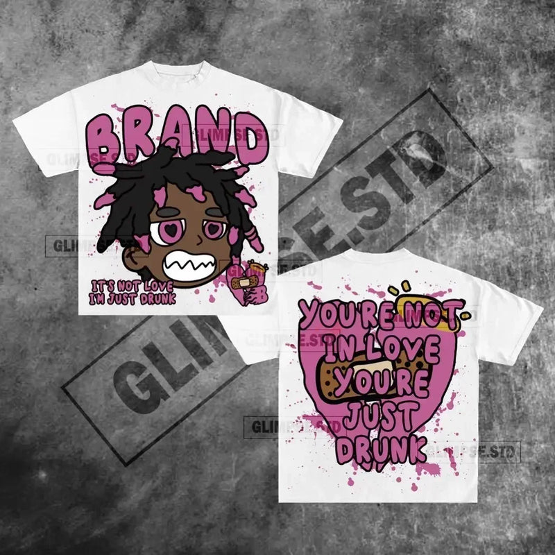 Glitchcore Design – American Letter Print Graphic T Shirts Vintage New – Edgy Streetwear for All Genders