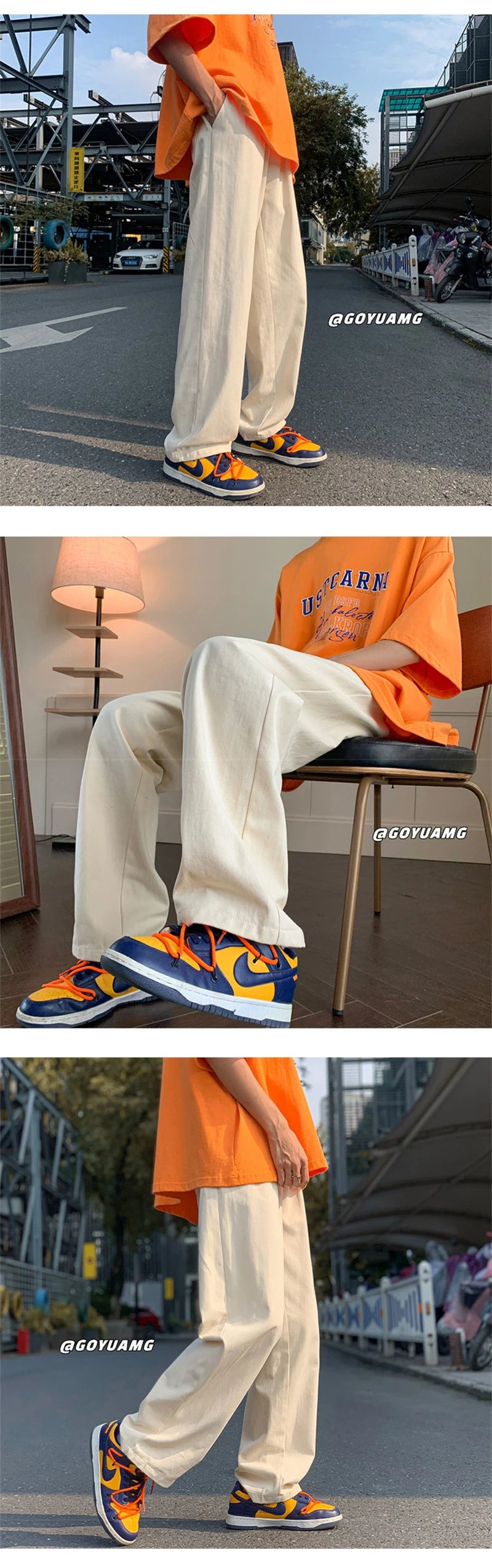 summer casual y2k streetwear straight pants men breathable korean fashion drape trousers solid color wide leg baggy sweatpants unique joggers style 3408