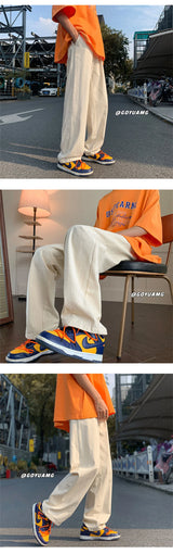 summer casual y2k streetwear straight pants men breathable korean fashion drape trousers solid color wide leg baggy sweatpants unique joggers style 3408