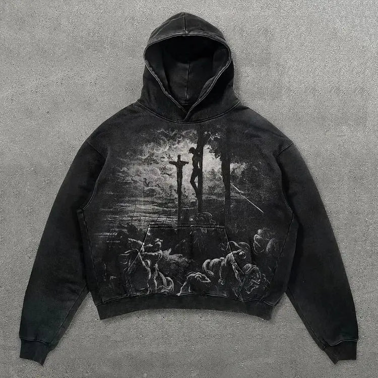 Sadcore Shirt – Harajuku Oversized Vintage Surprised Mummy Print Hoodies – Streetwear Fashion for Men & Women