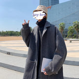 Men Trench Coat Men Mid-length 2023 New Autumn and Winter Corduroy Coat Coat Wool Design Korean Style Men Winter Coat