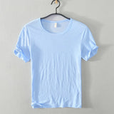 Summer Short Sleeved Men'S Thin Section Casual All Match Loose Cotton Breathable Round Neck Solid Color Bottoming Shirt