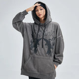 Hip Hop Streetwear Hoodie Sweatshirt Men Dark Style Angel Print Pullov